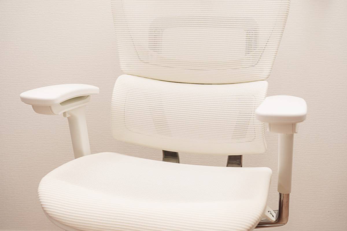 COFO Chair Premium ホワイトのランバーサポートを正面から撮影してみた