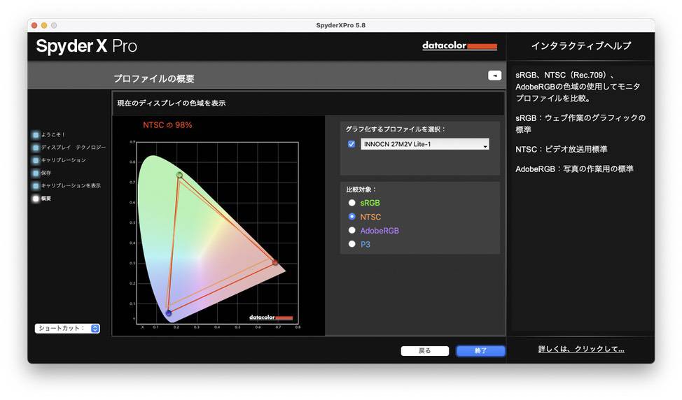 INNOCN 27M2V LiteはNTSCが98%となっている