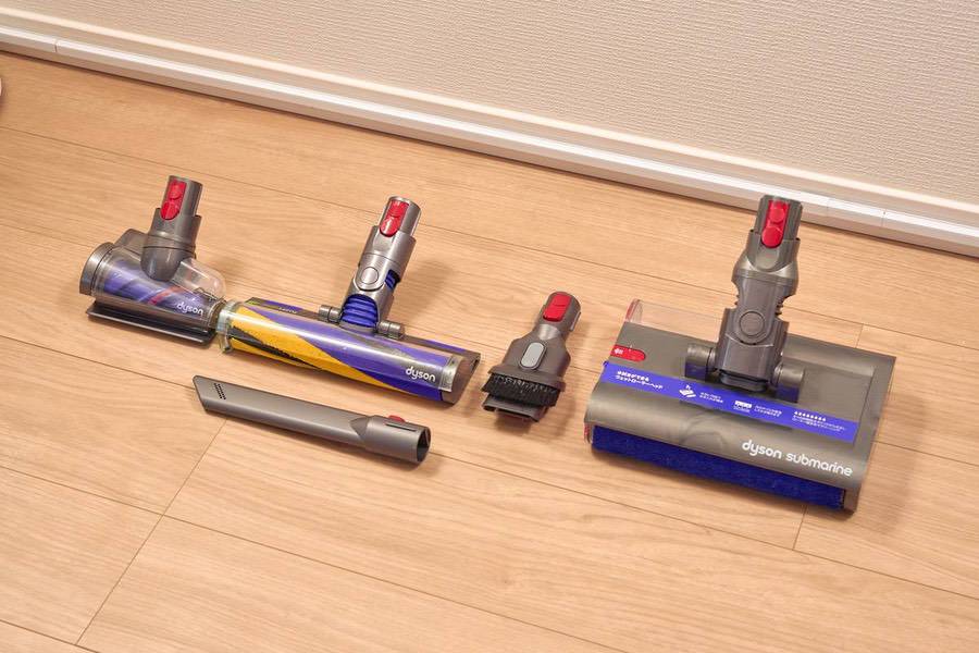 Dyson V12s Detect Slim Submarine (SV46 SU)に付属しているヘッドを並べてみた