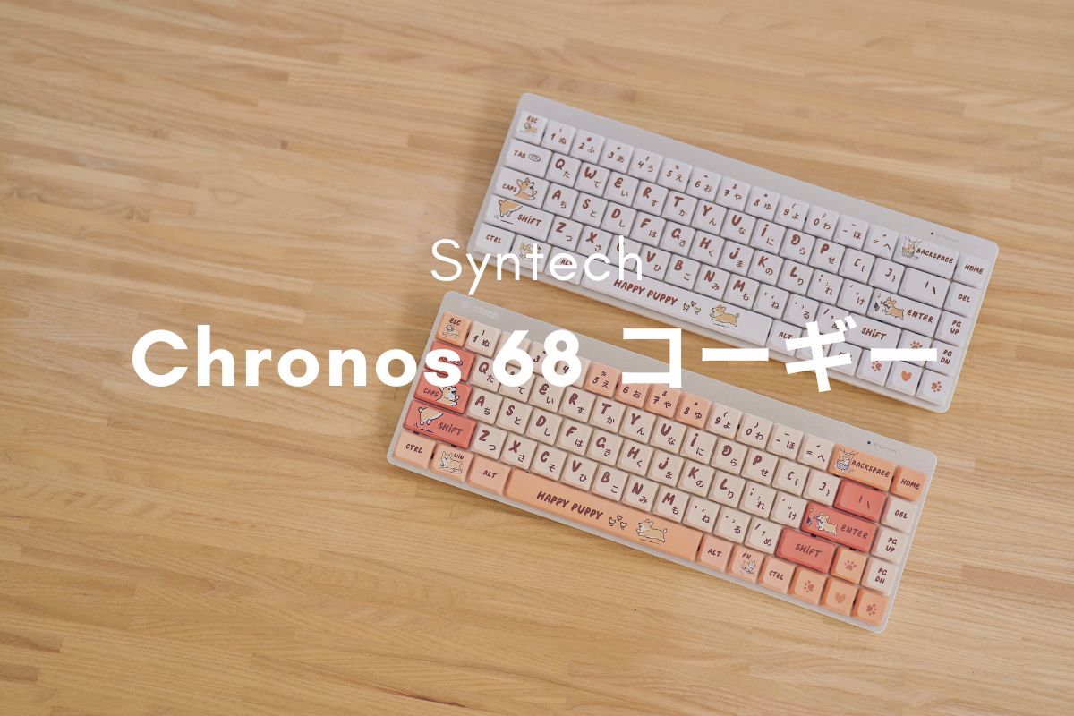 Syntech Chronos 68 ロープロファイル レビュー | コーギーが可愛い3モード接続の68キー、子供のローマ字入力にも効いた